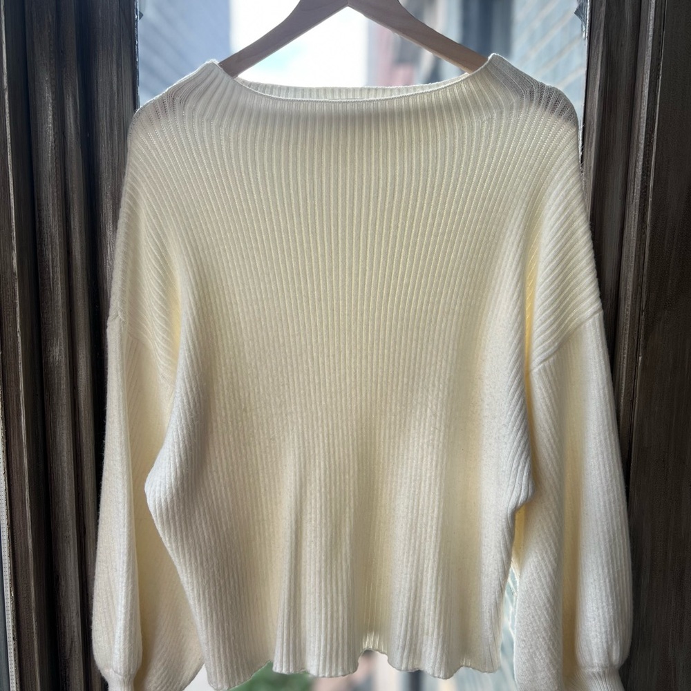 Cream Boatneck Women's Line & Dot Sweater